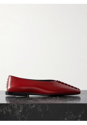 Jil Sander - Studded Leather Ballet Flats - Red - IT36,IT36.5,IT37,IT37.5,IT38,IT38.5,IT39,IT39.5,IT40,IT40.5,IT41