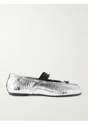 Maison Margiela - Tabi Split-toe Metallic Cracked-leather Ballet Flats - Silver - IT35,IT36,IT36.5,IT37,IT37.5,IT38,IT38.5,IT39,IT39.5,IT40,IT40.5,IT41