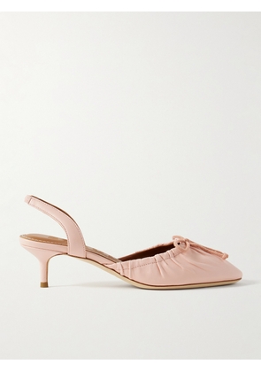 STAUD - Alba Ballet Bow-embellished Gathered Leather Slingback Pumps - Pink - IT35,IT36,IT36.5,IT37,IT37.5,IT38,IT38.5,IT39,IT39.5,IT40,IT40.5,IT41,IT42