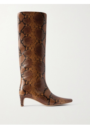 STAUD - Wally Snake-effect Leather Knee Boots - Animal print - IT36,IT36.5,IT37,IT37.5,IT38,IT38.5,IT39,IT39.5,IT40,IT40.5,IT41,IT42