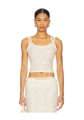 MARRKNULL Lace Layered Top in Beige. Size L. Also in S, M.