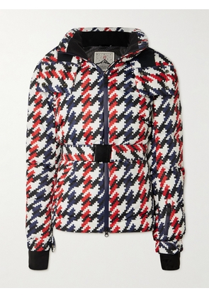 Perfect Moment - Candice Hooded Belted Houndstooth Down Ski Jacket - Red - x small,small,medium,large