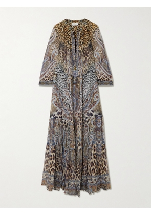 Camilla - Embellished Tiered Printed Silk Crepe De Chine Maxi Dress - Multi - x small,small,medium,large,x large,xx large