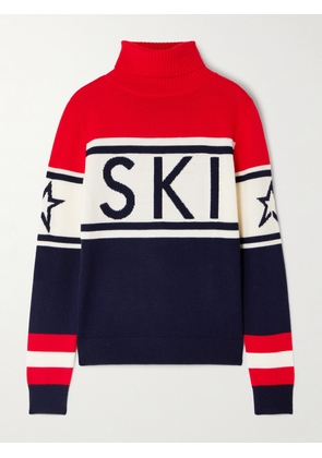 Perfect Moment - Schild Intarsia Merino Wool Turtleneck Sweater - Red - x small,small,medium,large