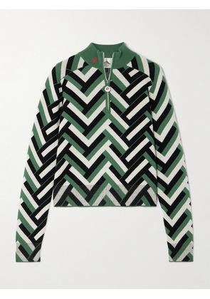 Perfect Moment - La Tour Jacquard-knit Merino Wool Half-zip Sweater - Green - x small,small,medium,large