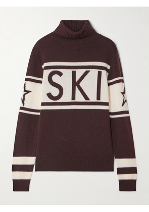 Perfect Moment - Schild Intarsia Merino Wool Turtleneck Sweater - Brown - x small,small,medium,large