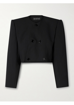 Balenciaga - Spencer Cropped Asymmetric Double-breasted Wool Jacket - Black - FR 36