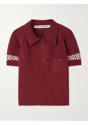 ALIX OF BOHEMIA - Lessi Knitted Cotton Polo Shirt - Red - x small,small,medium,large,x large