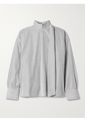 Maria McManus - Scarf-detailed Striped Organic Cotton-poplin Blouse - Multi - x small,small,medium,large