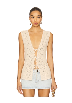 Lovers and Friends Lizzy Tie Front Vest in Beige. Size L. Also in XS, XXS, S, M, XL.