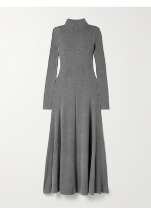 Maria McManus - Pleated Ribbed Merino Wool Maxi Dress - Gray - x small,small,medium,large