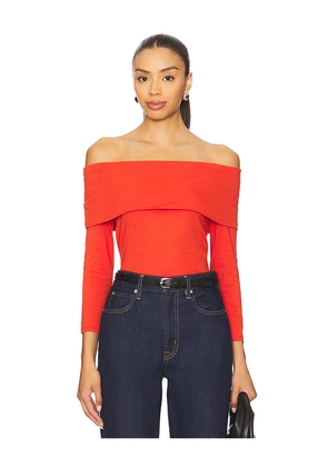 Nation Los Angeles Alexi Off The Shoulder T-Shirt in Red. Size L. Also in XS, S, M, XL/1X.
