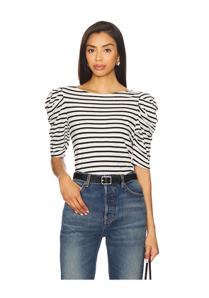 Nation Los Angeles Emery Boat Neck Top in CrossWalk Stripe in Black,White. Size S. Also in XS, XL/1X.