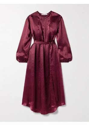 Maria McManus - Belted Crinkled-satin Midi Dress - Red - x small,small,medium,large
