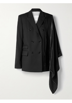 Maria McManus - Convertible Double-breasted Wool-blend And Draped Satin Blazer - Black - US0,US2,US4,US6,US8