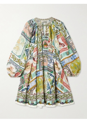 ALÉMAIS - Tommasina Printed Ramie Mini Dress - Multi - UK 6,UK 8,UK 10,UK 12,UK 14