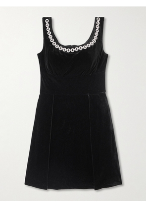 Self-Portrait - Embellished Velvet Mini Dress - Black - UK 4,UK 6,UK 8,UK 10,UK 12,UK 14,UK 16