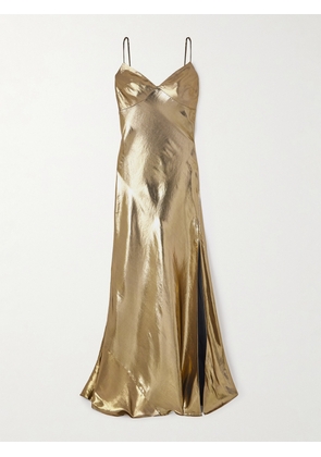 Self-Portrait - Satin Maxi Dresss - Gold - UK 4,UK 6,UK 8,UK 10,UK 12,UK 14,UK 16