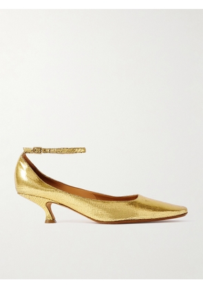 Calvin Klein Collection - Anna Metallic Cracked-leather Pumps - Gold - IT36,IT37,IT38,IT39,IT40,IT41