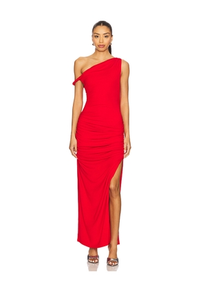 Line & Dot Erina Asymmetrical Maxi Dress in Red. Size L. Also in S, XS, M.