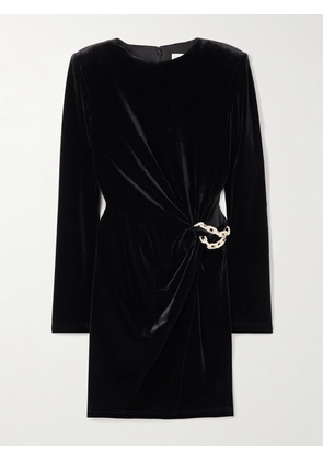 Self-Portrait - Embellished Velvet Mini Dress - Black - UK 4,UK 6,UK 8,UK 10,UK 12,UK 14,UK 16