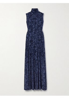 Proenza Schouler White Label - Valentina Printed Stretch-jersey Turtleneck Maxi Dress - Blue - x small,small,medium,large,x large