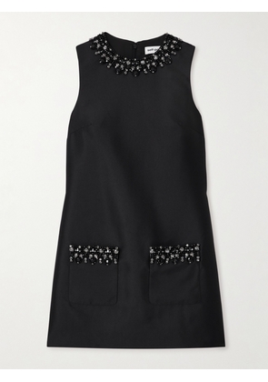 Self-Portrait - Embellished Satin-twill Mini Dress - Black - UK 4,UK 6,UK 8,UK 10,UK 12,UK 14,UK 16