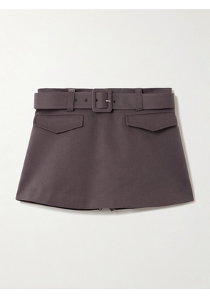 Self-Portrait - Belted Twill Mini Skort - Brown - UK 4,UK 6,UK 8,UK 10,UK 12,UK 14,UK 16