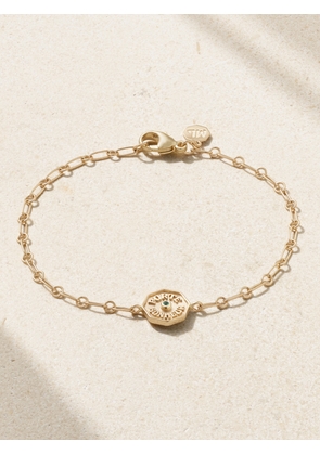 Marlo Laz - Wee Porte Bonheur Coin 14-karat Gold Emerald Bracelet - One size