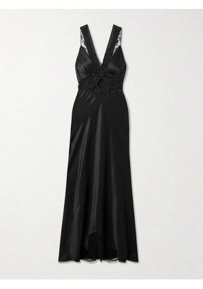 SIR. - Aries Cutout Lace-trimmed Silk-satin Maxi Dress - Black - 00,1,2,3,4