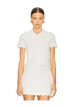 L'Academie by Marianna Salisa Scallop Cardigan in Ivory. Size L. Also in XS, XXS, S, M, XL.