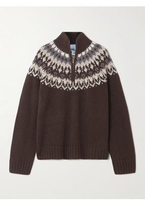 Arch4 - Fair Isle Cashmere Half-zip Sweater - Brown - x small,small,medium,large,x large