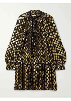 Ulla Johnson - Loretta Tie-detailed Metallic Fil Coupé Silk-blend Crepe De Chine Mini Dress - Black - US0,US2,US4,US6,US8,US10