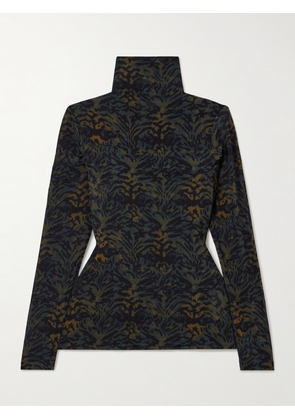 Ulla Johnson - Aurelia Printed Stretch-jersey Turtleneck Top - Green - x small,small,medium,large,x large