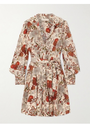 Ulla Johnson - Simona Belted Ruffled Floral-print Silk Crepe De Chine Mini Dress - Multi - US0,US2,US4,US6,US8,US10