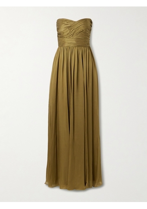 Ulla Johnson - Anastasia Strapless Gathered Silk-satin Gown - Brown - US0,US2,US4,US6,US8,US10,US12
