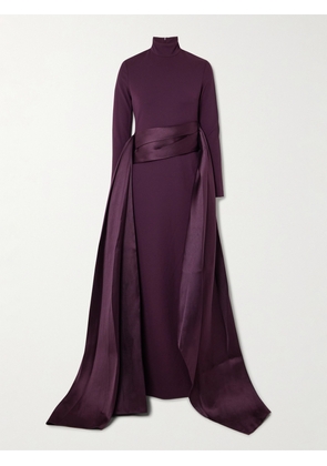 Solace London - Olivia Crepe And Draped Satin-twill Gown - Purple - UK 4,UK 6,UK 8,UK 10,UK 12,UK 14,UK 16