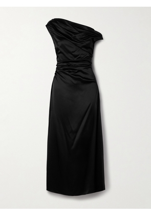 STAUD - Phare Draped Silk-blend Midi Dress - Black - US0,US2,US4,US6,US8,US10
