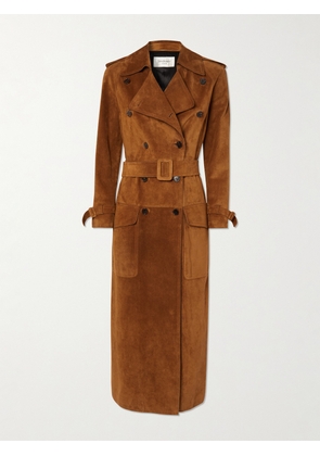 SAINT LAURENT - Suede Trench Coat - Brown - FR 34,FR 36,FR 38,FR 40