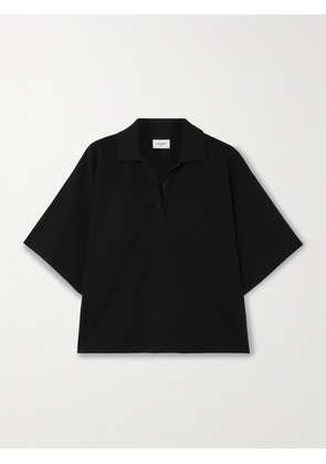 SAINT LAURENT - Oversized Cotton-blend Piqué Polo Top - Black - XS,S,M,L