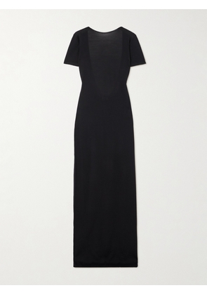 SAINT LAURENT - Open-back Wool Maxi Dress - Black - XS,S,M