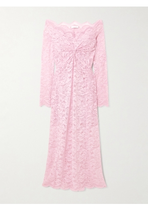 RABANNE - Off-the-shoulder Stretch-lace Midi Dress - Pink - FR 34,FR 36,FR 38,FR 40,FR 42,FR 44