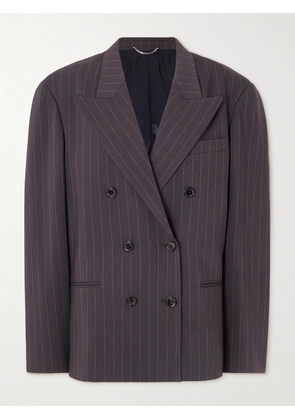 Magda Butrym - Oversized Double-breasted Pinstriped Merino Wool Blazer - Brown - FR 34,FR 36,FR 38,FR 40,FR 42