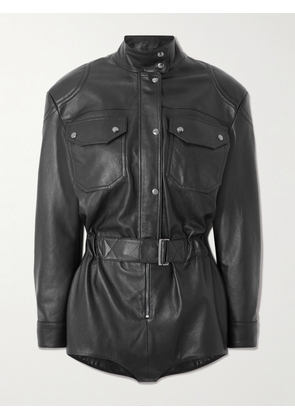 Magda Butrym - Belted Leather Playsuit - Black - FR 34,FR 36,FR 38,FR 40