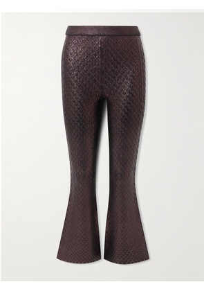 RABANNE - Metallic Jacquard-knit Flared Pants - Purple - x small,small,medium,large,x large