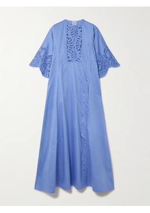 Thierry Colson - Rachel Broderie Anglaise Cotton-poplin Kaftan - Blue - x small,small,medium,large,x large
