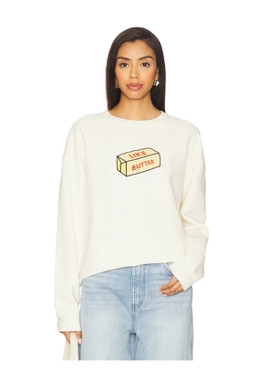 Kule The Oversized Butter Sweatshirt in Cream. Size M. Also in XS, S.