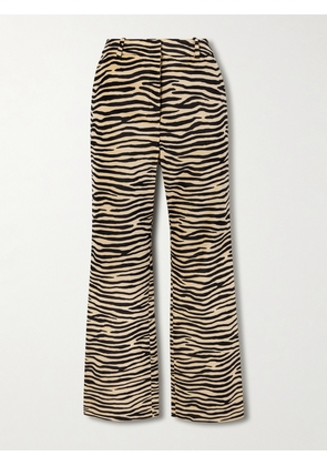 RABANNE - Straight-leg Zebra-print Cotton-blend Velvet Pants - Cream - FR 34,FR 36,FR 38,FR 40,FR 42,FR 44