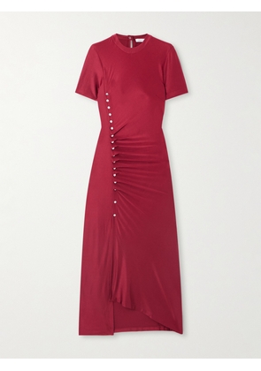 RABANNE - Button-detailed Gathered Jersey Midi Dress - FR 34,FR 36,FR 38,FR 40,FR 42,FR 44