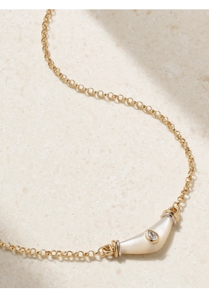 L’Atelier Nawbar - Karma 18-karat Yellow And White Gold, Mother-of-pearl And Diamond Necklace - One size
